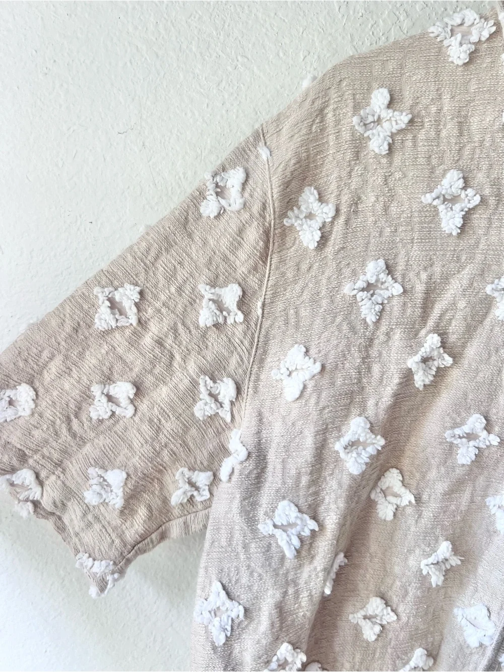 Zara Tan Textured Jacquard Button Down Shirt Sz M - Picture 3 of 6